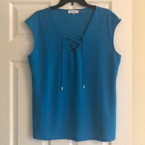 Calvin Klein lace up sleeveless blouse